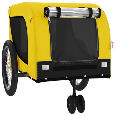 vidaXL Reboque bicicleta p/ animais tecido oxford/ferro amarelo/preto