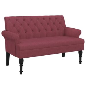 vidaXL Banco com encosto 120x62x75,5 cm tecido vermelho tinto