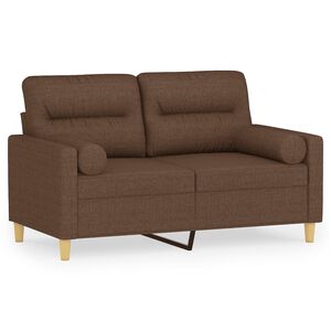 vidaXL Sof&aacute; 2 lugares + almofadas decorativas 120 cm tecido castanho