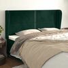 vidaXL Cabeceira cama c/ abas veludo 183x23x118/128 cm verde-escuro