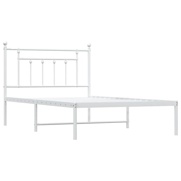 vidaXL Estrutura de cama em metal com cabeceira 107x203 cm branco
