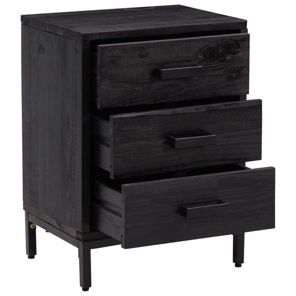 vidaXL Mesa de cabeceira 40x30x55 cm pinho reciclado maci&ccedil;o preto