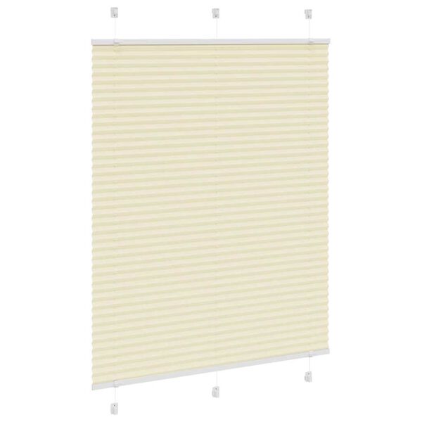 vidaXL Creme Plissada Cega 105x100 cm Largura Tecido 104,4cm Poli&eacute;ster