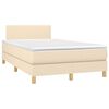 vidaXL Cama box spring c/ colch&atilde;o e LED 120x200 cm tecido cor creme