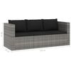 vidaXL 3 pcs conjunto lounge de jardim c/ almofad&otilde;es vime PE cinzento