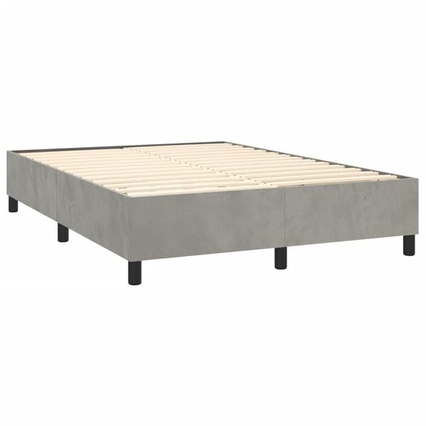 vidaXL Cama com molas/colch&atilde;o 140x190 cm veludo cinzento-claro