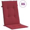 vidaXL Almofad&otilde;es p/ cadeiras altas jardim 6 pcs tecido vermelho tinto