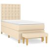 vidaXL Cama com molas/colch&atilde;o 100x200 cm tecido cor creme
