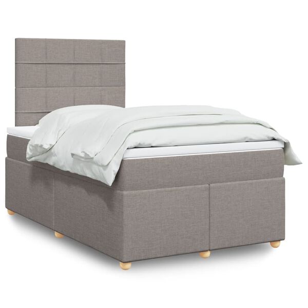 vidaXL Cama boxspring c/ colch&atilde;o 120x190cm tecido castanho-acinzentado