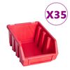 vidaXL 141 pcs kit caixas arruma&ccedil;&atilde;o c/ pain&eacute;is parede vermelho e preto