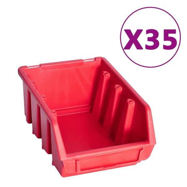 vidaXL 141 pcs kit caixas arruma&ccedil;&atilde;o c/ pain&eacute;is parede vermelho e preto