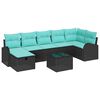 vidaXL Conjunto de Sof&aacute; de Jardim 8 pcs Preto Rattan Sint&eacute;tico