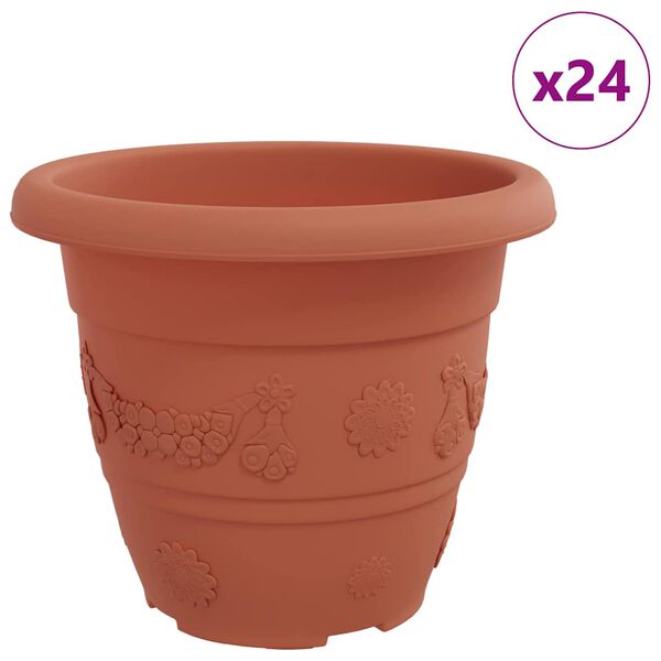 vidaXL Vaso Redondo para Flores 24 pcs Vermelho Tijolo &Oslash; 26 x 21.5 cm