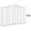 vidaXL Cestos gabi&atilde;o arqueados 10pcs 200x30x120/140 ferro galvanizado