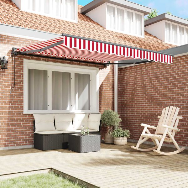 vidaXL Estrutura de Toldo Vermelho e Branco 300 x 250 cm