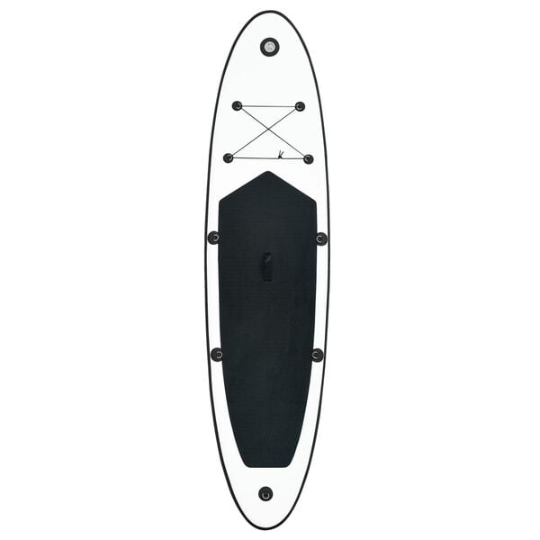 vidaXL Conjunto prancha de paddle SUP insufl&aacute;vel preto e branco