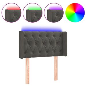 vidaXL Cabeceira cama c/ luzes LED veludo 83x16x78/88cm cinza-escuro