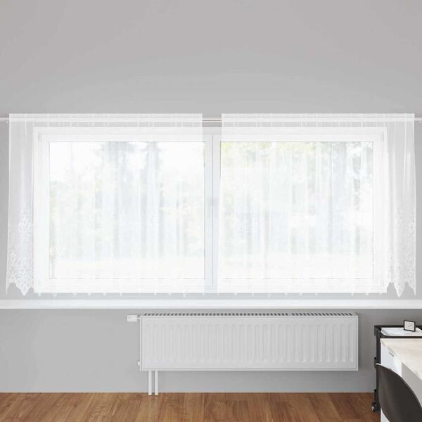 vidaXL Cortina de Renda com cortinas Branco 160 x 300 cm Poli&eacute;ster