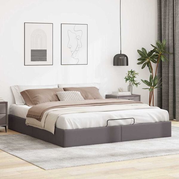 vidaXL Estrutura de cama otomana sem colchão 180x200 cm cinzento