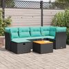 vidaXL 7 pcs conjunto de sof&aacute;s p/ jardim c/ almofad&otilde;es vime PE preto