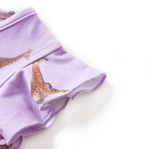 Vestido para criança mangas com folhos e cordão lilás 92