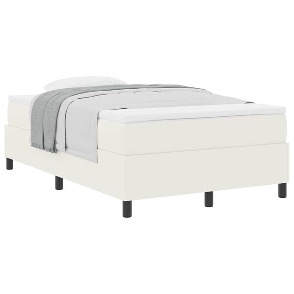 vidaXL Cama Box Creme e Branco 120 x 200 cm Tecido de Veludo Cotele
