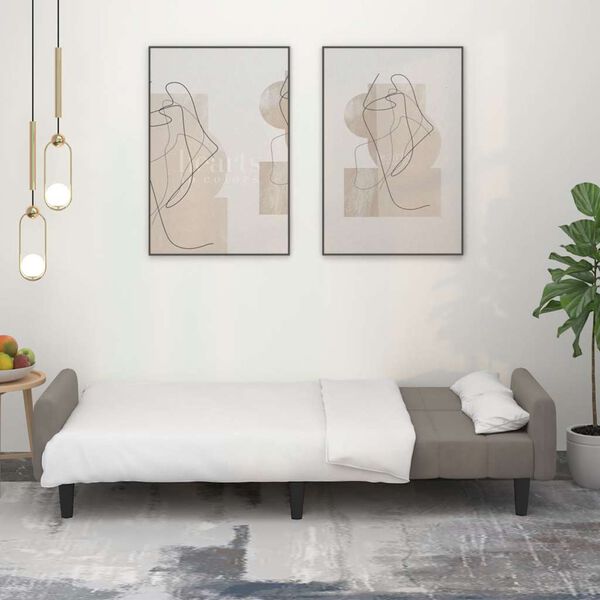 vidaXL Sofá-cama de 2 lugares veludo cinzento-claro