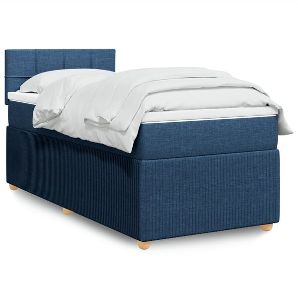 vidaXL Cama com molas/colch&atilde;o 90x200 cm tecido azul