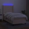 vidaXL Cama box spring c/ colch&atilde;o e LED 90x190 cm tecido cor creme