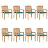 vidaXL Cadeiras de jardim empih&aacute;veis c/ almofad&otilde;es 8 pcs teca maci&ccedil;a