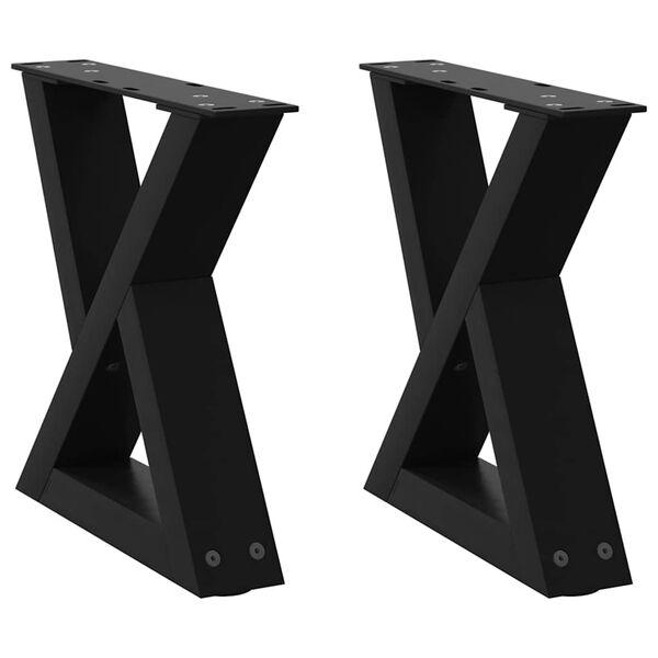 vidaXL P&eacute;s para mesa de centro 2 pe&ccedil;as preto 30x(30-31,3) cm a&ccedil;o