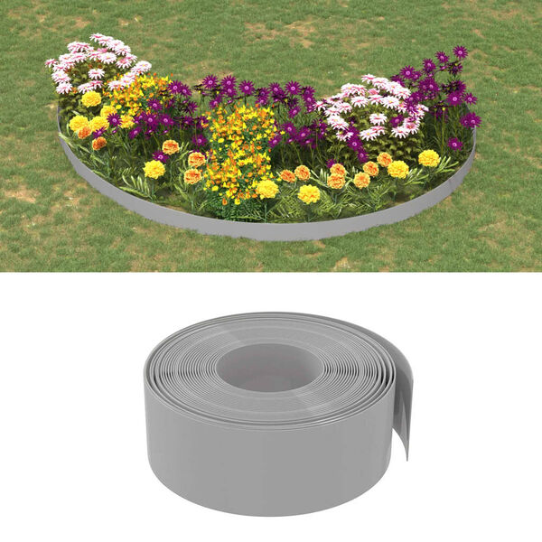 vidaXL Bordas de jardim 3 pcs 10 m 20 cm polietileno cinzento