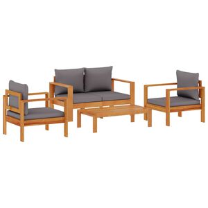 vidaXL 4 pcs conjunto de sof&aacute;s de jardim com almofad&otilde;es ac&aacute;cia maci&ccedil;a