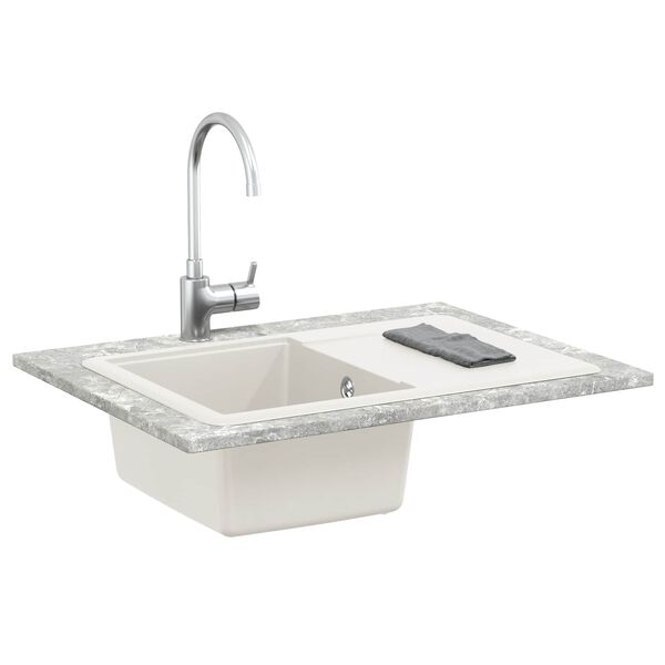 vidaXL Pia Branco 670 x 460 mm 80% Quartzo e 20% Resina