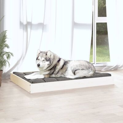 vidaXL Cama para cães 101,5x74x9 cm madeira de pinho maciça branco