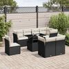 vidaXL 9 pcs conjunto de sof&aacute;s p/ jardim c/ almofad&otilde;es vime PE preto