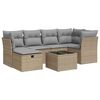 vidaXL 7 pcs conjunto de sof&aacute;s p/ jardim com almofad&otilde;es vime PE bege