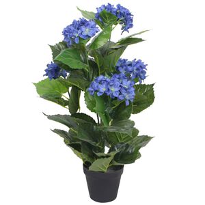 vidaXL Planta hort&ecirc;nsia artificial com vaso 60 cm azul