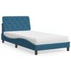 vidaXL Cama com colchão 100x200 cm veludo azul