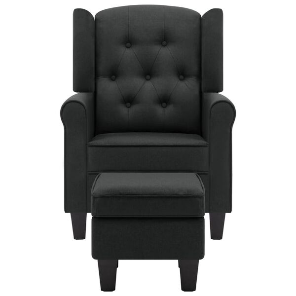 vidaXL Poltrona com apoio de pés tecido cinzento-escuro