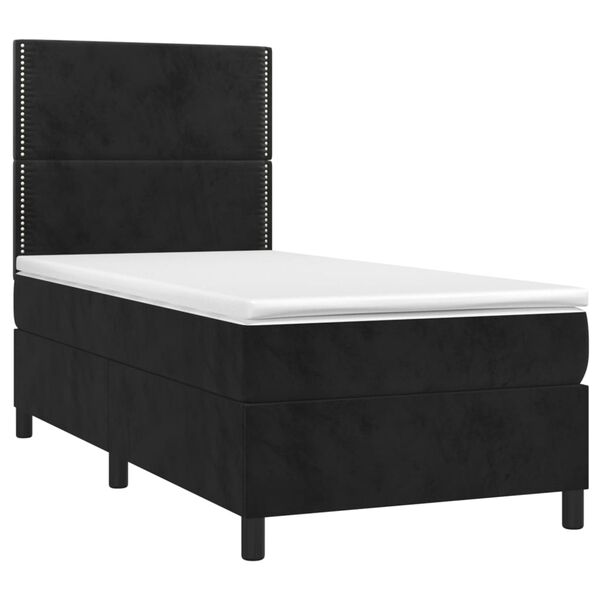 vidaXL Cama box spring c/ colch&atilde;o/LED 90x200 cm veludo preto