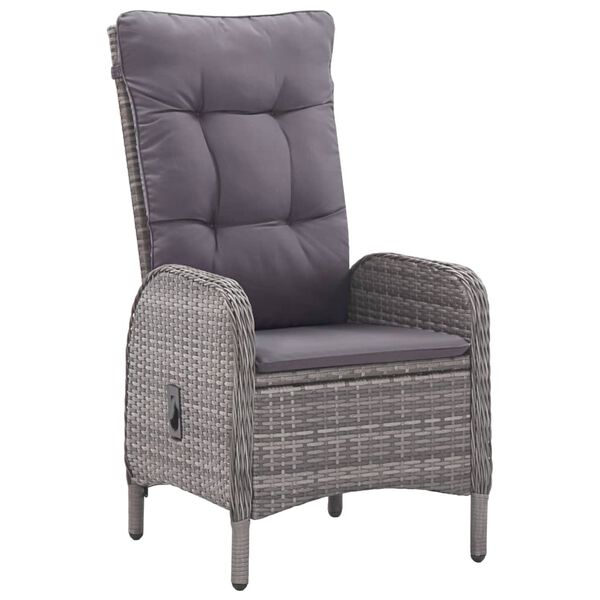 vidaXL 3 pcs conjunto de jantar para jardim vime PE e vidro cinzento