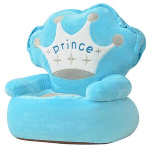 vidaXL Cadeira em pel&uacute;cia infantil, pr&iacute;ncipe, azul