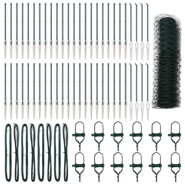 vidaXL Poste de Cerca Verde 100 x 0,8 m (malha de 50 mm) A&ccedil;o e PVC