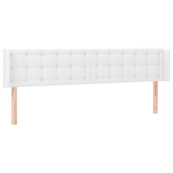 vidaXL Cabeceira cama c/ abas couro artificial 183x16x78/88 cm branco