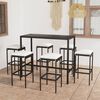 vidaXL 7 pcs conjunto de bar p/ jardim c/ almofad&otilde;es vime PE preto