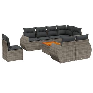 vidaXL 9 pcs conjunto sof&aacute;s p/ jardim com almofad&otilde;es vime PE cinzento