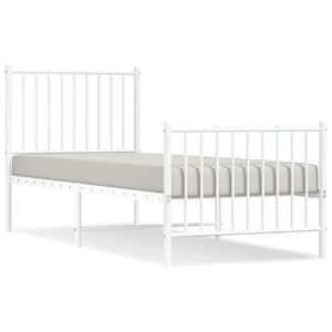 vidaXL Estrutura de cama com cabeceira e p&eacute;s 80x200 cm metal branco