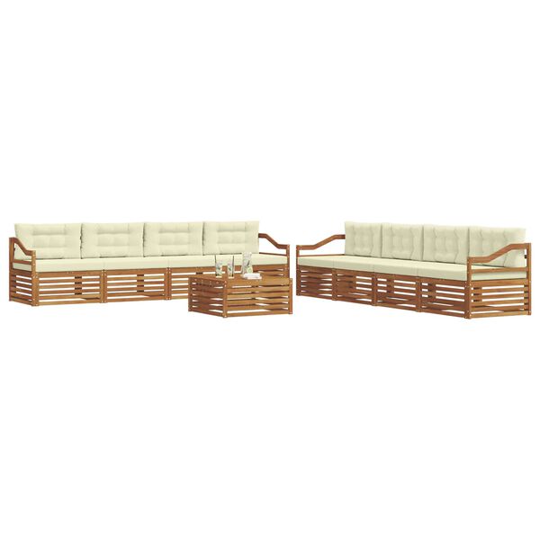 vidaXL Conjunto de Sof&aacute;s para Exterior 9 pcs Natural e Creme