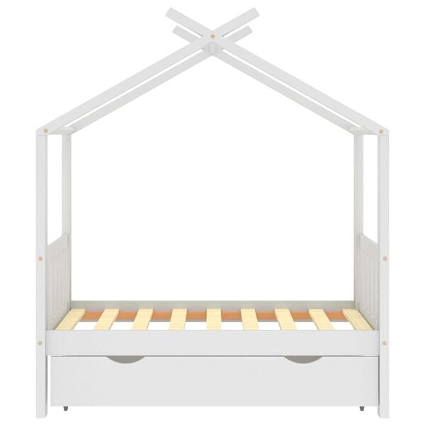 vidaXL Estrutura cama crian&ccedil;a c/ gaveta 70x140 cm pinho maci&ccedil;o branco